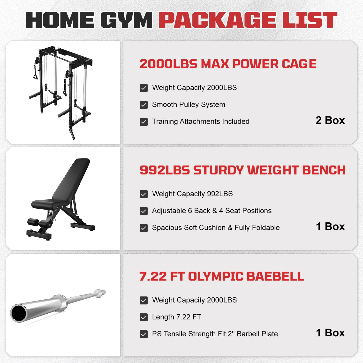 Wall Mounted Folding Squat Rack,1200 LBS Power Rack with Dual Independent Pulley System, 5 Adjustable Modes, Functional Trainer for Space Saving Home Gym with 1000 LB Weight Bench and Barbell ,Red