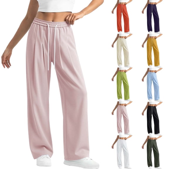 Wide Leg Trousers for Women Loose Cotton Pants Baggy Fashion Summer Breathable Comfy Bottom with Pockets Solid Color Lightweight Plus Size Office Slacks Khaki M