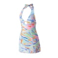thumbnail image 4 of VISgogo Mini vestido de verano para mujer, estampado único, cuello halter, dobladillo sin mangas, vestido delgado VISgogo  moda, 4 of 9