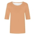 thumbnail image 5 of Yigetop Womens 3/4 Sleeve Tops! Women's Half Sleeve T Shirt Crew Neck Summer T Shirt Lightweight Plain Top Basic Tops 3/4 Sleeve T Shirts for Women orange M, 5 of 6