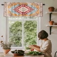 thumbnail image 5 of Bohemian Orange Blue Red Floral Window Valance Curtain Ethnic Style Rod Pocket Short Curtain for Living Room, Bedroom & Kitchen Window Decor 54x18in, 5 of 8