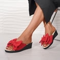 thumbnail image 2 of Sandales Compensées à Nœud pour Femme Été Élégantes Claquettes Chaussures de Marche Bout Ouvert Largeur Grand Décontractées Légères Pantoufles Rouges Taille 6, 2 of 7