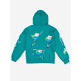 thumbnail image 2 of Adventure Time Finn Puff Print Long Sleeve Turquoise Adult Hooded Sweatshirt-Large, 2 of 7