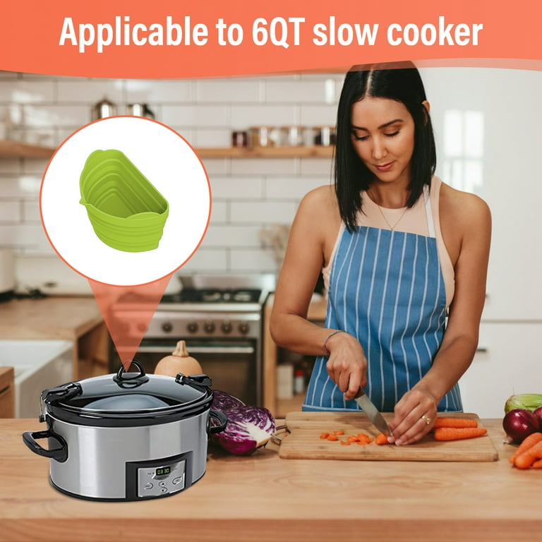 Slow Cooker Divider Liner Fit 6 QT Crockpot, Reusable & Leakproof Silicone  Crock