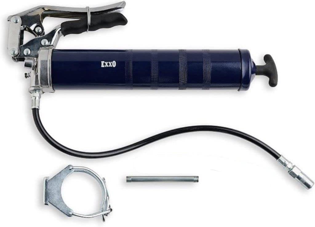 EXXO Pistol Grip Grease Gun Universal Metal Grease Tube Holder 18 Inch Hose Manual Grease Pump