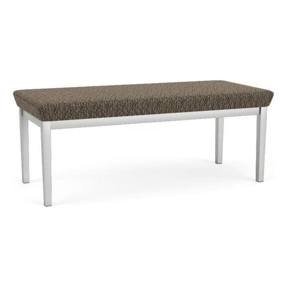 Amherst Steel Reception Waiting 18" 2 Seat Bench / Silver Steel / Brown