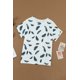 thumbnail image 4 of ABPHQTO Camiseta de manga corta con estampado de plumas blancas para mujer, 4 of 5