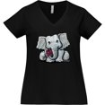 thumbnail image 3 of Inktastic Kiniart Elephant Women's Plus Size V-Neck T-Shirt, 3 of 5