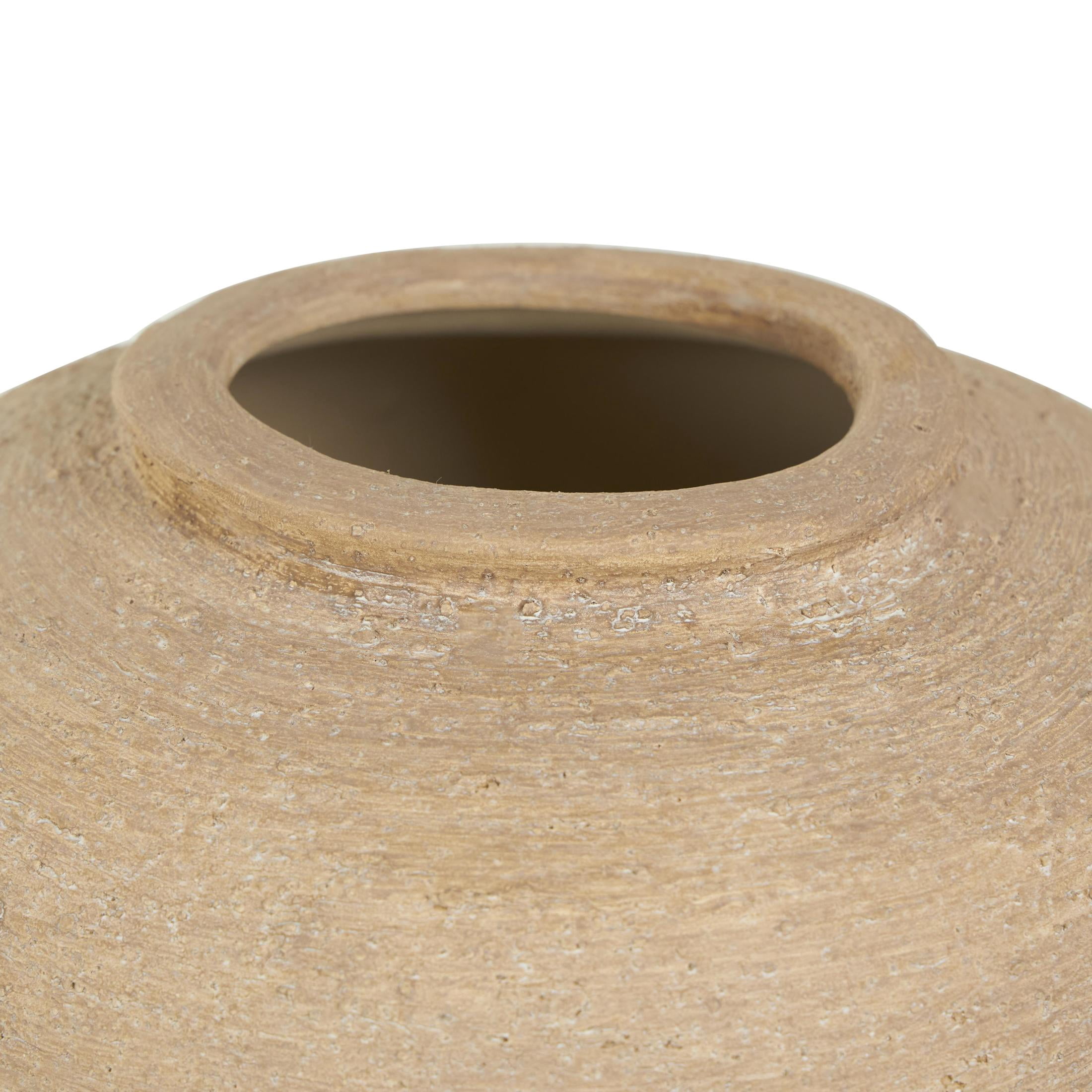 DecMode 12" Wide Textured Terracotta Beige Ceramic Vase