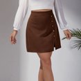 thumbnail image 5 of yillto Womens Mini Skirt Side Split High Waist Slim Causal Dressy Zipper Short Skirts for Work Office, 5 of 7