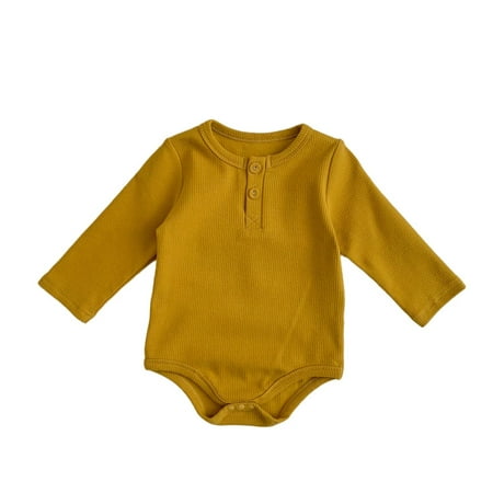 

Baby Unisex Cotton Candy Color Solid Long Sleeve Cotton Romper Bodysuit Clothing