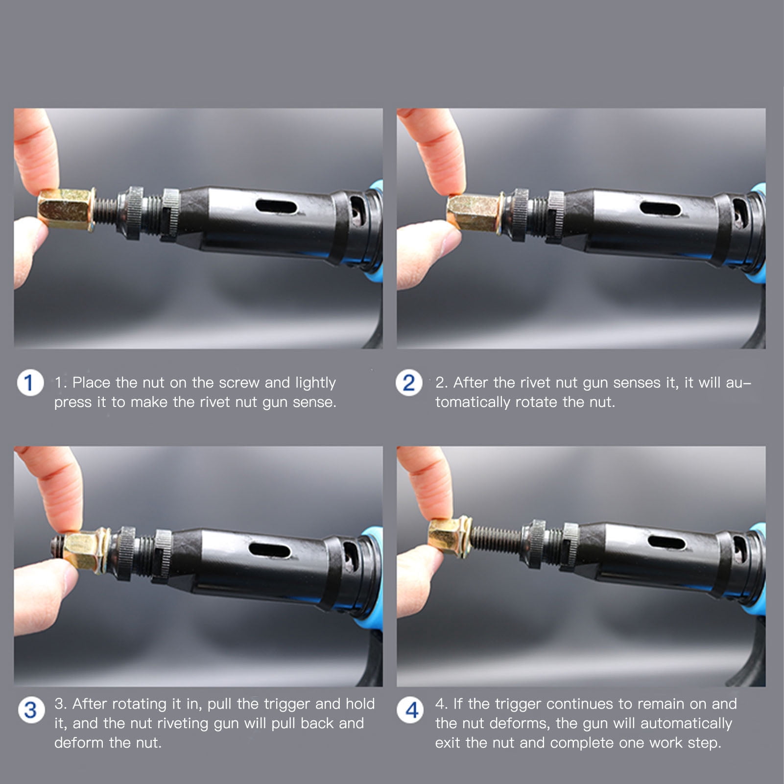 Suodoka Multifunctional Portable Manual Rivet Nut Pulling Tool Kit, M4 M5 M6 M8 M10 M12 Carbon Steel Mandrels, Labor Saving Hand Riveter Gun for Industrial and Home DIY, 6.69 in / 17 cm