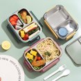 thumbnail image 3 of Stainless steel Lunch box for Adults Kids Students Portable Divided Bento Box with Tableware Leakproof Food Storage Containers Red 2Grids, 3 of 6