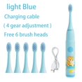 thumbnail image 1 of Cepillo de dientes eléctrico para niños, dibujos animados, con cabezal de repuesto, ultrasónico, IPX7, resistente al agua, recargable, sónico, 1 of 6