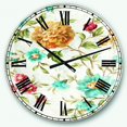 thumbnail image 1 of DesignArt Golden Flowers Large Wall Clock, 1 of 2