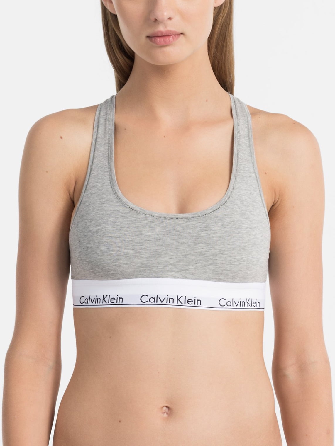Calvin Klein Women's Modern Cotton Bralette, Grey Heather, Medium -  