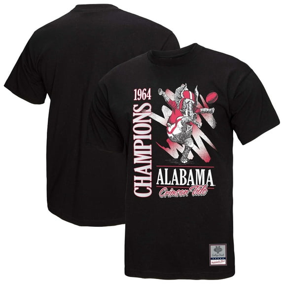 Men's Mitchell & Ness  Black Alabama Crimson Tide Retro Brush Mineral Wash T-Shirt