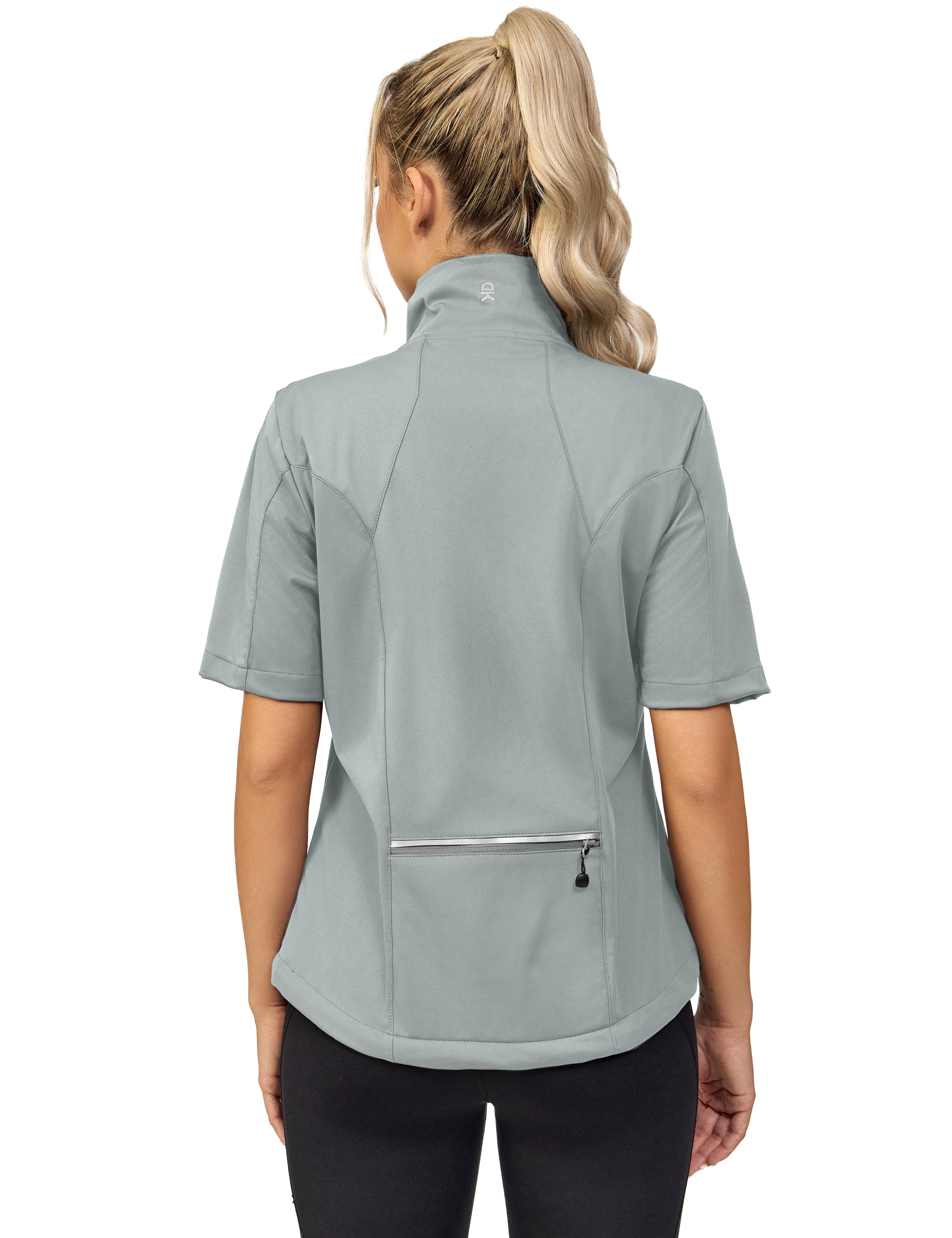 Little Donkey Andy Women's Short Sleeve Jacket Windproof Lightweight Vest for Golf Hiking Running Light Grey XXL