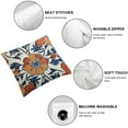 thumbnail image 6 of Navy Blue Orange Boho Pillow Covers Bohemian Ethnic Carpet Style Vintage Flower Print Decorative Throw Pillows Outdoor Cushion Case Farmhouse Decor for Home Sofa Bed, 6 of 7
