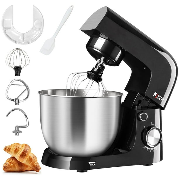 Batidora de Pedestal JZZB Negra de 10 Velocidades con 6 Accesorios para Repostería y Panadería en el