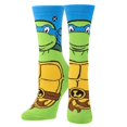 thumbnail image 1 of Odd Sox, Nickelodeon TMNT Cartoon Socks, Leonardo, Fun Novelty Mens Crew, Large, 1 of 15