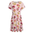 thumbnail image 4 of Delicious Pink Retro Cupcakes Dress Fashion Beach Short Sleeve Dresses Female Party Printed Sundress, 4 of 7