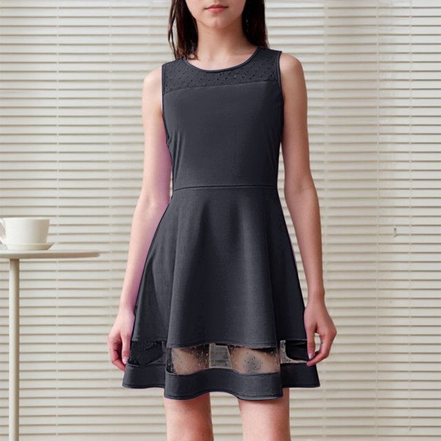 Robes Sans Manches pour Adolescentes Robes de Printemps pour Filles Robe en Maille Ligne A pour Filles Robe d'Anniversaire pour Filles