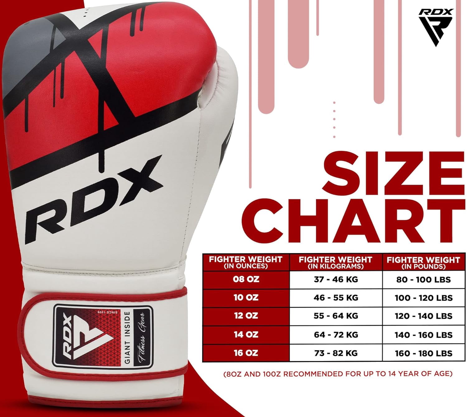 RDX Kids Boxing Gloves, 6oz Junior Training Mitts, Maya Hide Leather Ventilated Palm, Muay Thai Sparring MMA Kickboxing, Punch Bag Speed Ball Focus Pads Punching Workout, Youth Games Fun
