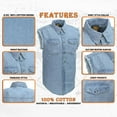 thumbnail image 2 of Milwaukee Leather DM1001 Men's Blue Lightweight Denim Shirt with Frayed Cut Off Sleeveless Look Large, 2 of 4
