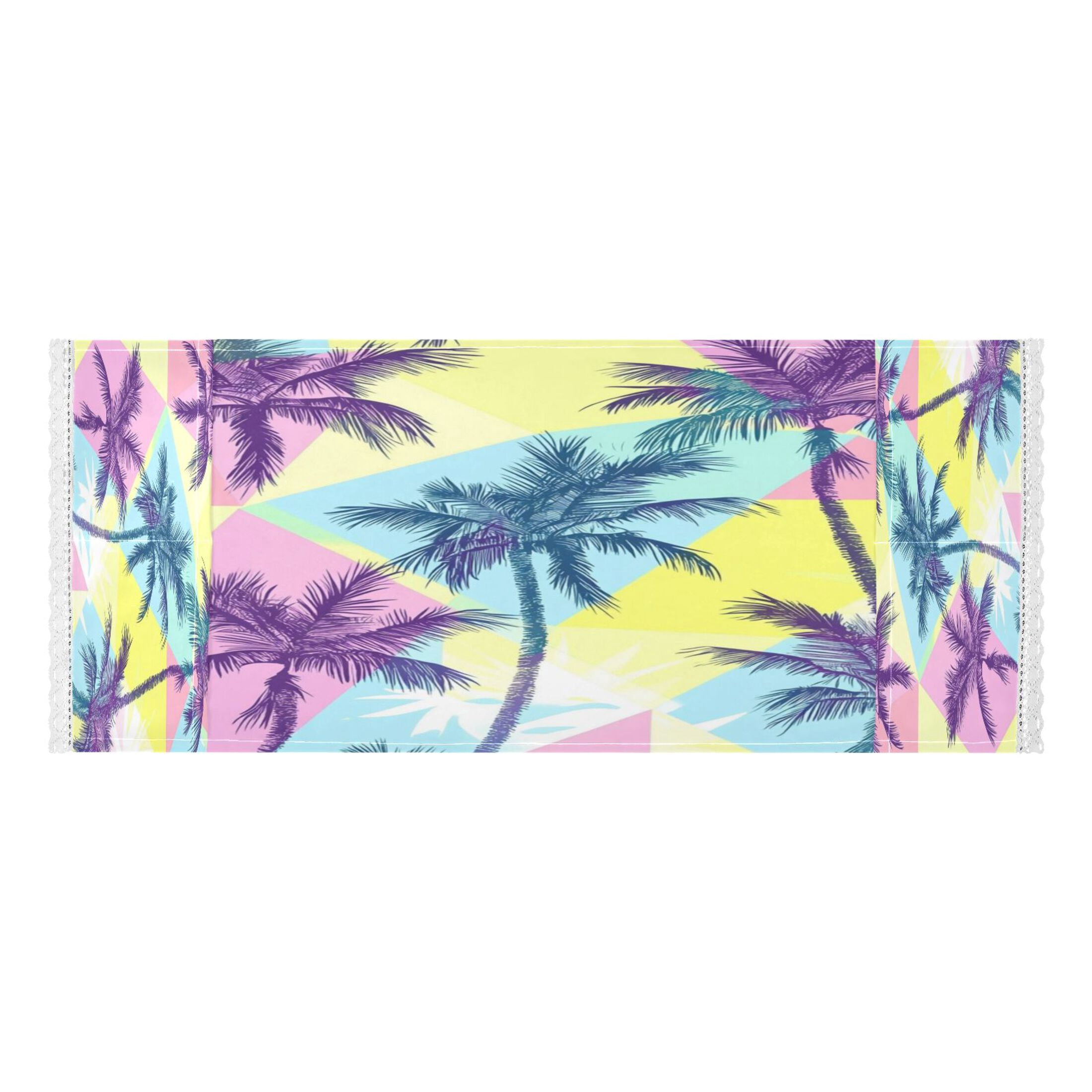 Washing Machine Cover 51.2x22in, Durable Polyester Dust Cover with Lace Trim and Side Pocket for Appliances Palm Tree Silhouettes