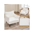 thumbnail image 3 of Moderno corduroy accent chair - comfy reading single sofa con arms para dormitorio, waiting room o oficina study (blanca), 3 of 7