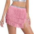 thumbnail image 6 of AGWOLF Women Belly Dance Skirt Tassel Fringe Skirts Sparkly Sequin Hip Scarf Party Rave Costume, 6 of 6
