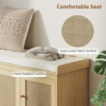 thumbnail image 4 of HOMCOM Shoe Storage Bench with Woven Rattan, Shoe Bench with Cushion, Adjustable Shelves, Entryway Bench for Bedroom, Living Room, Oak Tone, 4 of 9
