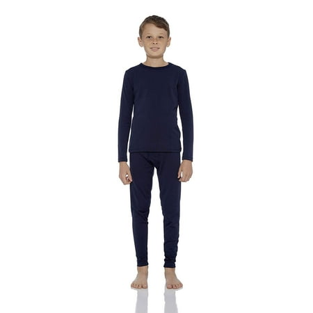 Rocky Boy's Ultra Soft Fleece Lined Thermal Underwear 2 PC Set Long John Top and Bottom (L, (Best Thermal Underwear For Kids)