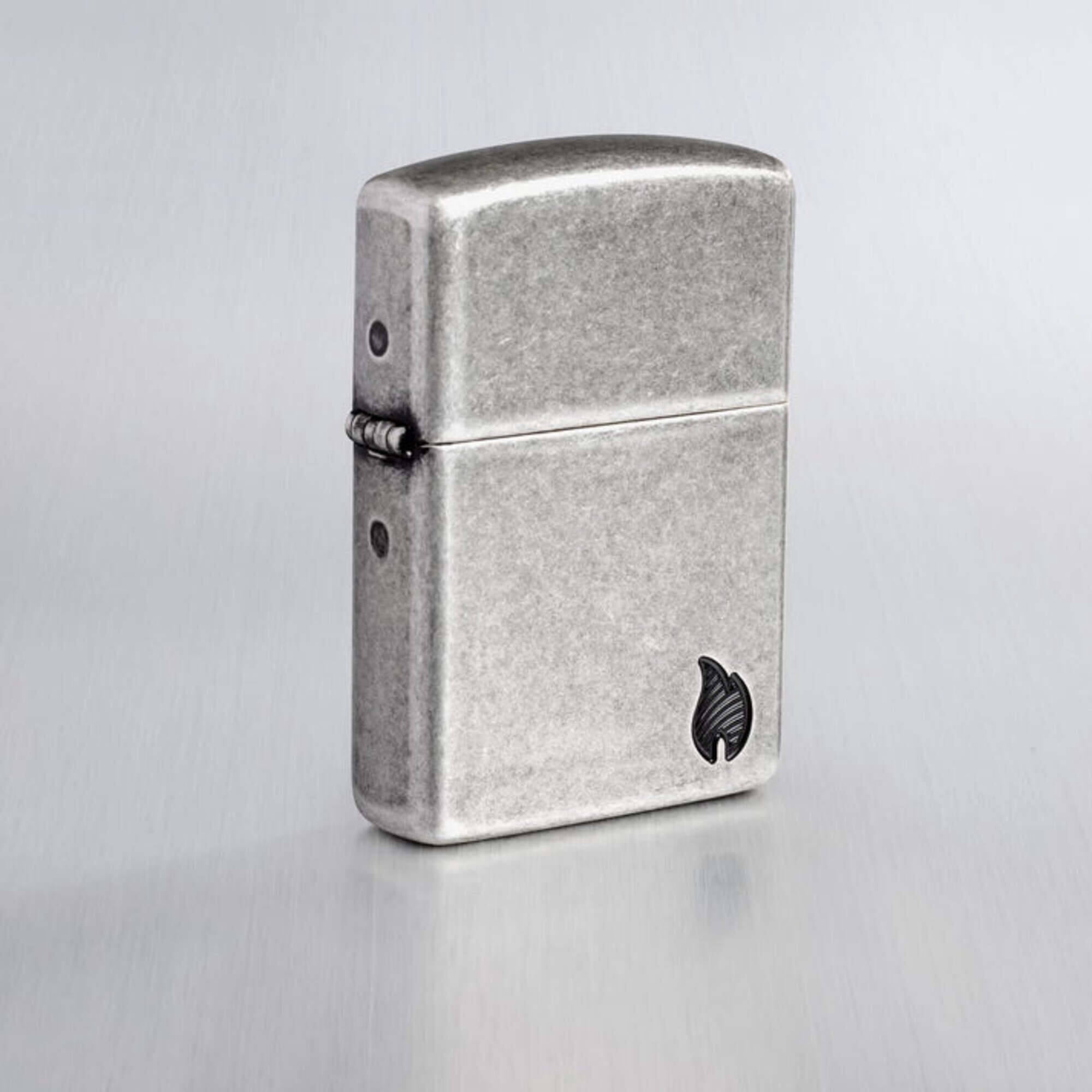 Zippo 46399 Armor Antique Silver Flame Design Pocket Lighter