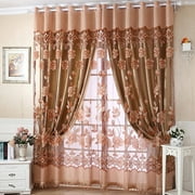 Modern Tulle Lining Blackout Window Curtains with Grommet & Beads for Bedroom Living Room Home Decorations