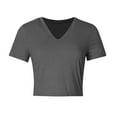 thumbnail image 4 of GERsome Short Sleeve Tops for Women V Neck Solid Color Slim-Fit Basic T-Shirt Summer Lightweight Undershirts S-2XL, 4 of 4