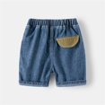 thumbnail image 4 of Otqutp Summer Toddler Boys' Summer Five Minute Chinese Short Pants Baby Elastic Waist Arc Splicing Shorts Pull On Cargo Jogger(A-Blue,12-18 Months), 4 of 9