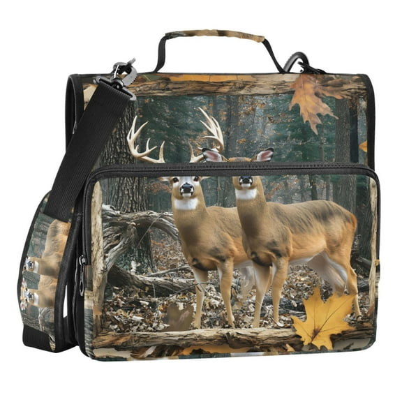 Zipper Binder Deer Woods 1.5 Inch Binder Folder Bag with Shoulder Strap and Handle