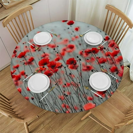 

Palnkart Red Flowers Round Tablecloth Stain-Resistant and Washable for Indoor Outdoor Restaurants Weddings Parties Waterproof 38 -42