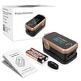 thumbnail image 2 of Fingertip Pulse Oximeter for Oxygen Level and Pulse Rate, Batteries and Lanyard Included - Black/Rose Gold, 2 of 7
