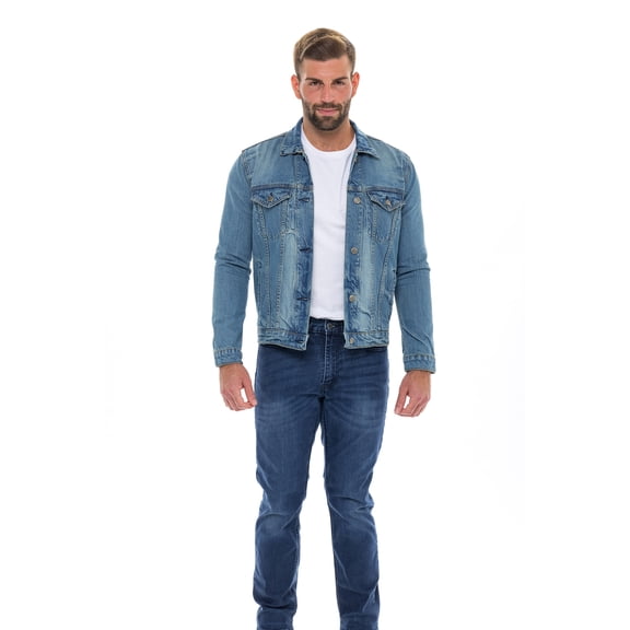 Men's Jackets Jean Trucker Jacket For Men Classic Denim Outwear L-Blue