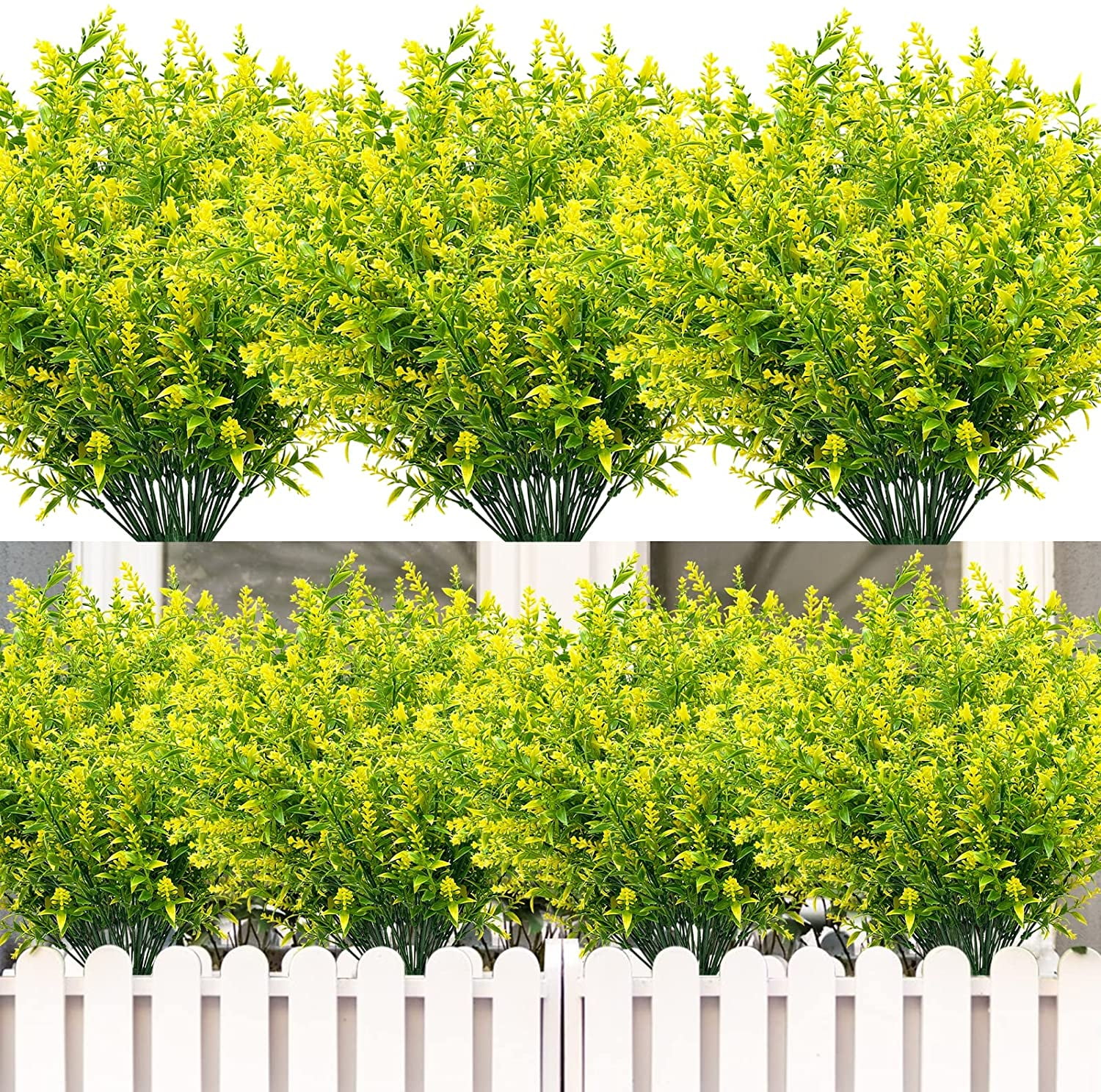 8/12 Bundles Artificial Plants Outdoor UV Resistant Artificial Lavender Flowers Fake Lavender