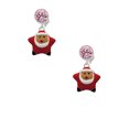thumbnail image 2 of Delight Jewelry Silvertone Red Star Santa Pink Crystal Clip on Earrings, 2 of 5