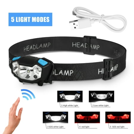 Headlamp, EEEKit Brightest High 5000 Lumen USB Rechargeable LED Headlamp, Waterproof Head...