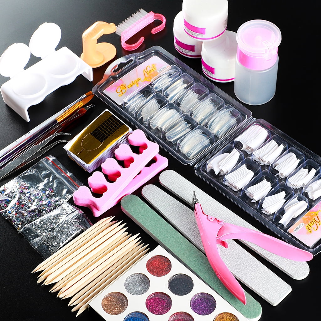 Acrylic Nail Art Tool DIY Decor Kit Powder Glitter Sticker Pump Nail Acrylic Nail Art Tool DIY Decor Kit Powder Glitter Sticker Pump Nail