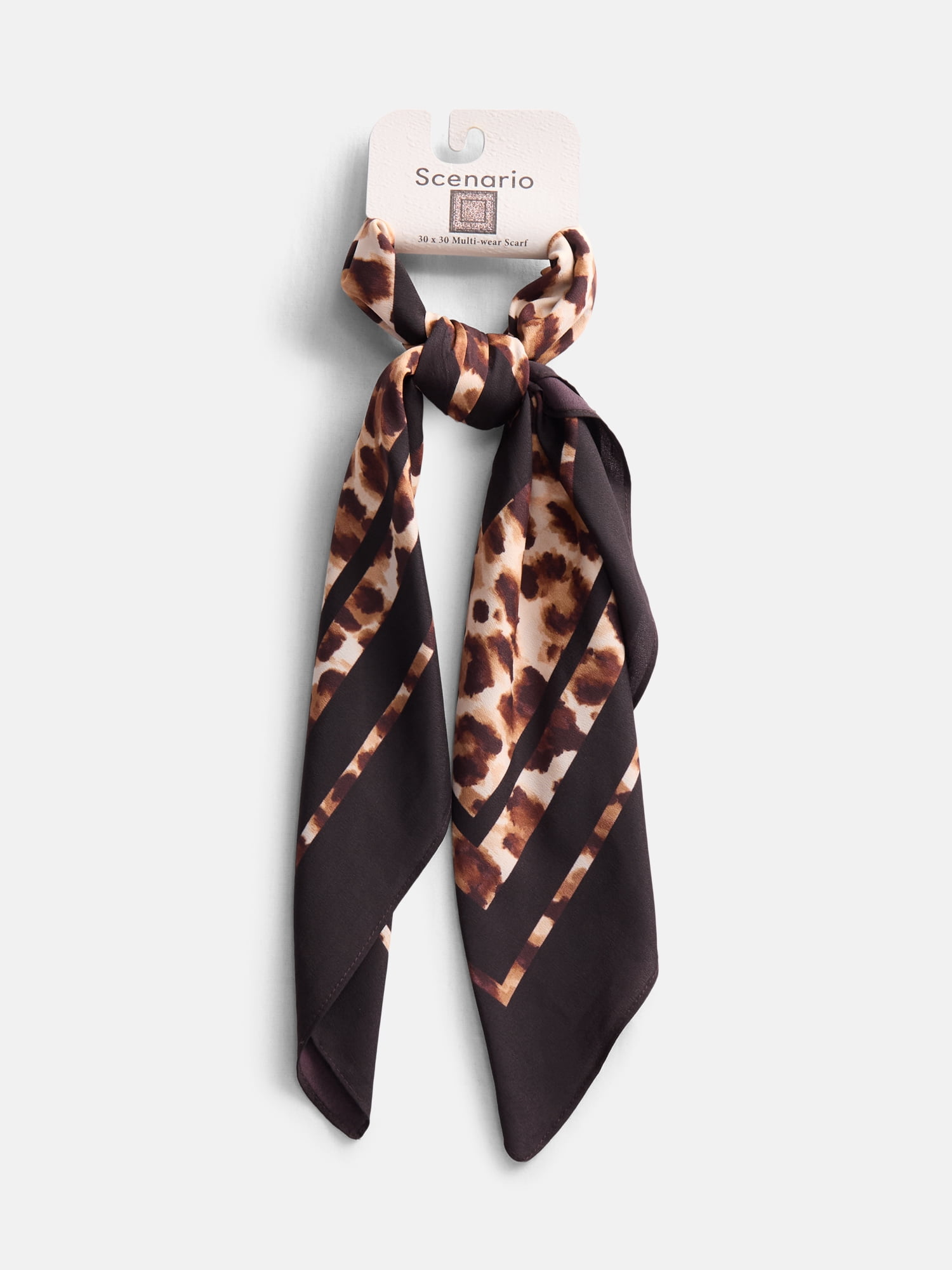 Scenario Women's Printed Square Scarf, Leopard