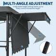 thumbnail image 5 of Heavy Duty Steel Grill Gazebo 8' x 5' – Double-Tier Roof, 7' x 3' Side Awning, LED Lights, Storage Shelves, Hooks – Outdoor BBQ Canopy Shelter for Patio, 5 of 9