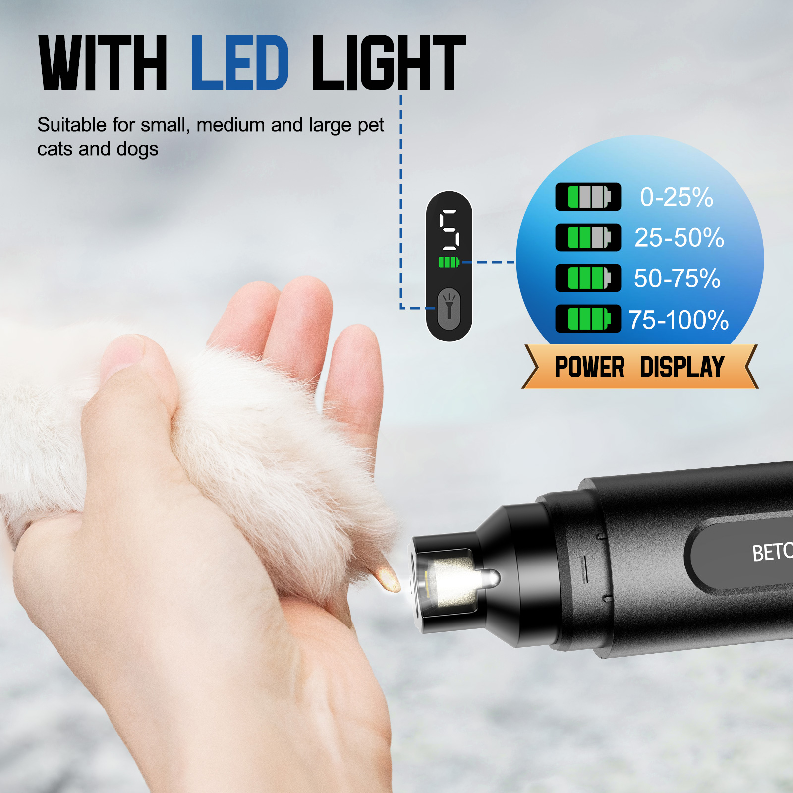 LAKWAR Dog Nail Grinder LED Light 5-Speed photo 4