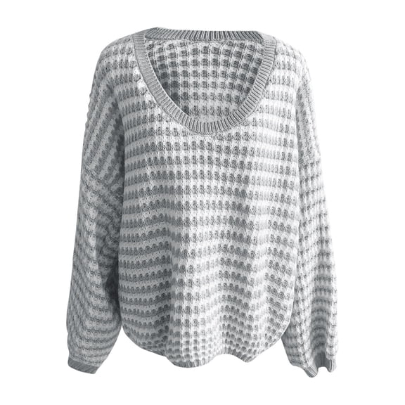 Vedolay Cute Tops for Women Crop Tops Casual Long Sleeve Knit Cropped Sweatshirts Pullover Sweater,Gray M